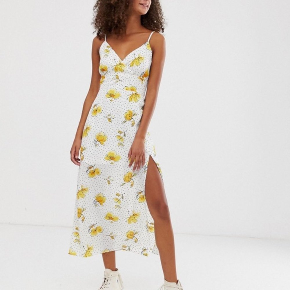 Abercrombie & Fitch | Cami Maxi Dress White Floral Print